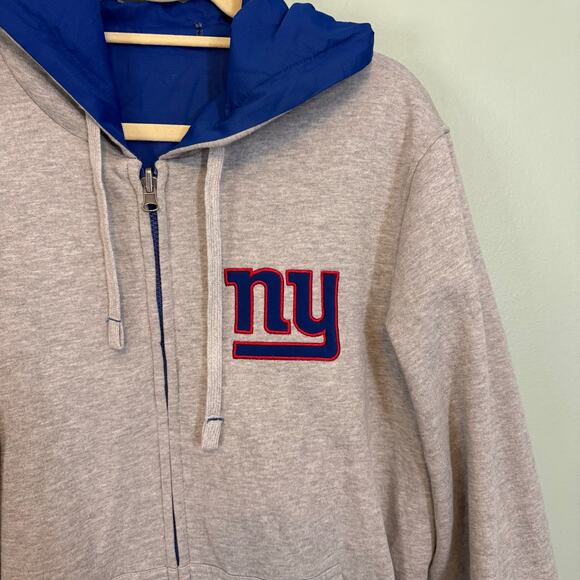 New York Giants NFL Hoodie Jacket Mens M Blue Gray Full Zip Hooded Reversible - Picture 5 of 13